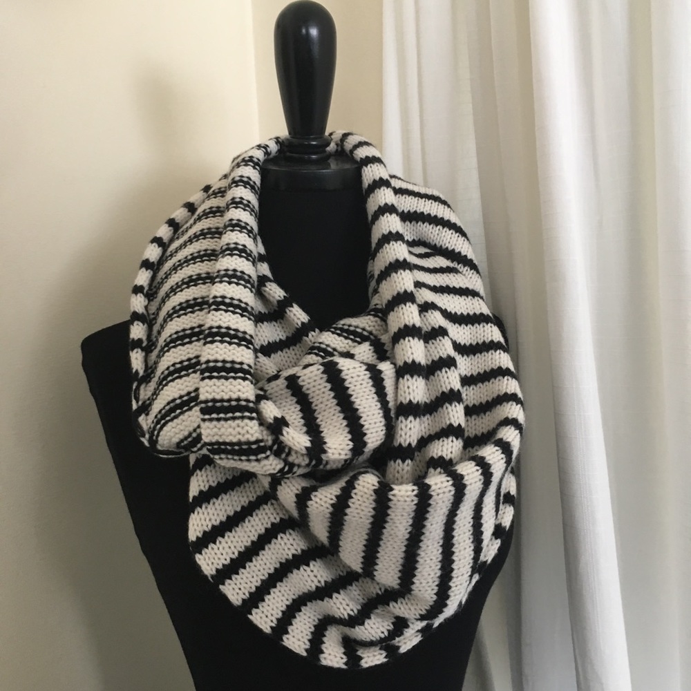 Infinity Scarf - Black and White Striped Scarf